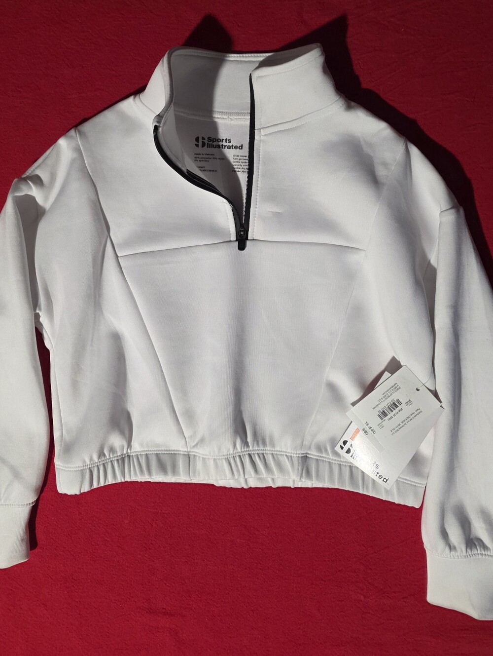 Sports Illustrated  White Cropped Quarter-Zip Pullover
